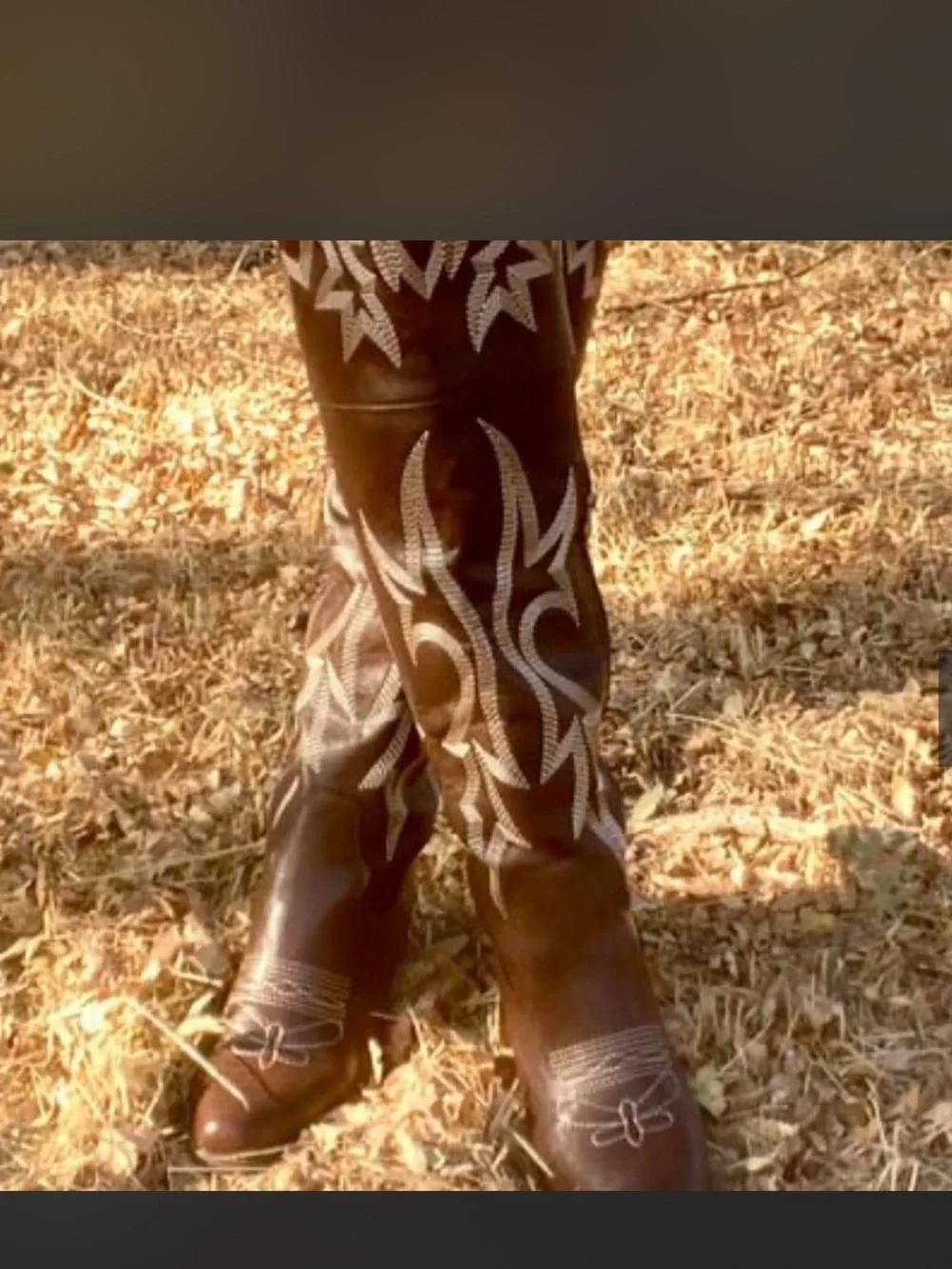 Brown Embroidered Western Knee-High Boots